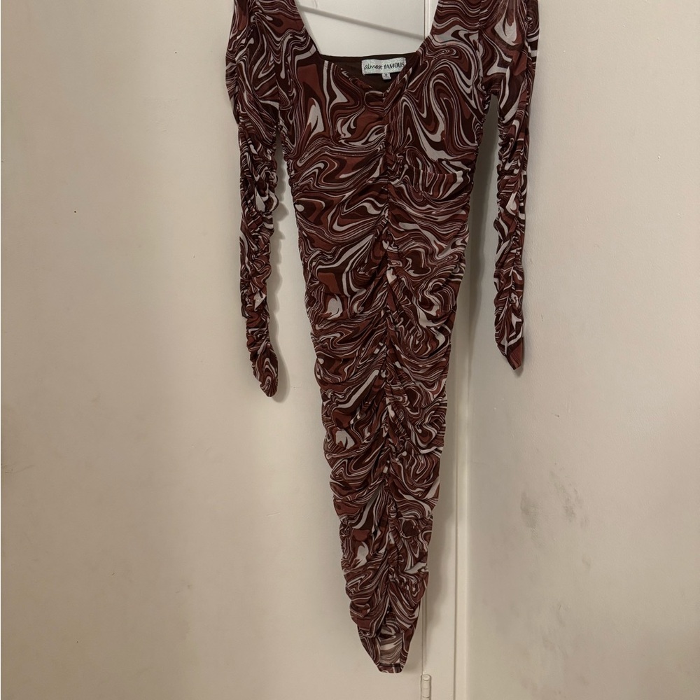 Elegant Brown Swirl Dress